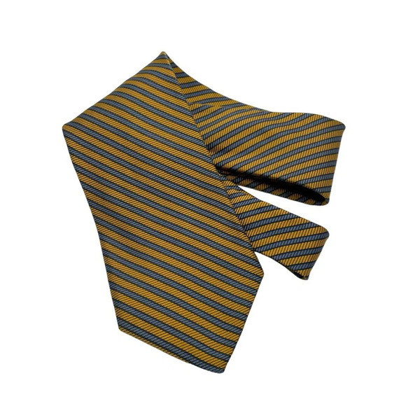 VINTAGE Brooks Brothers Makers Striped Silk Tie in Yellow/Blue - Picture 7 of 9